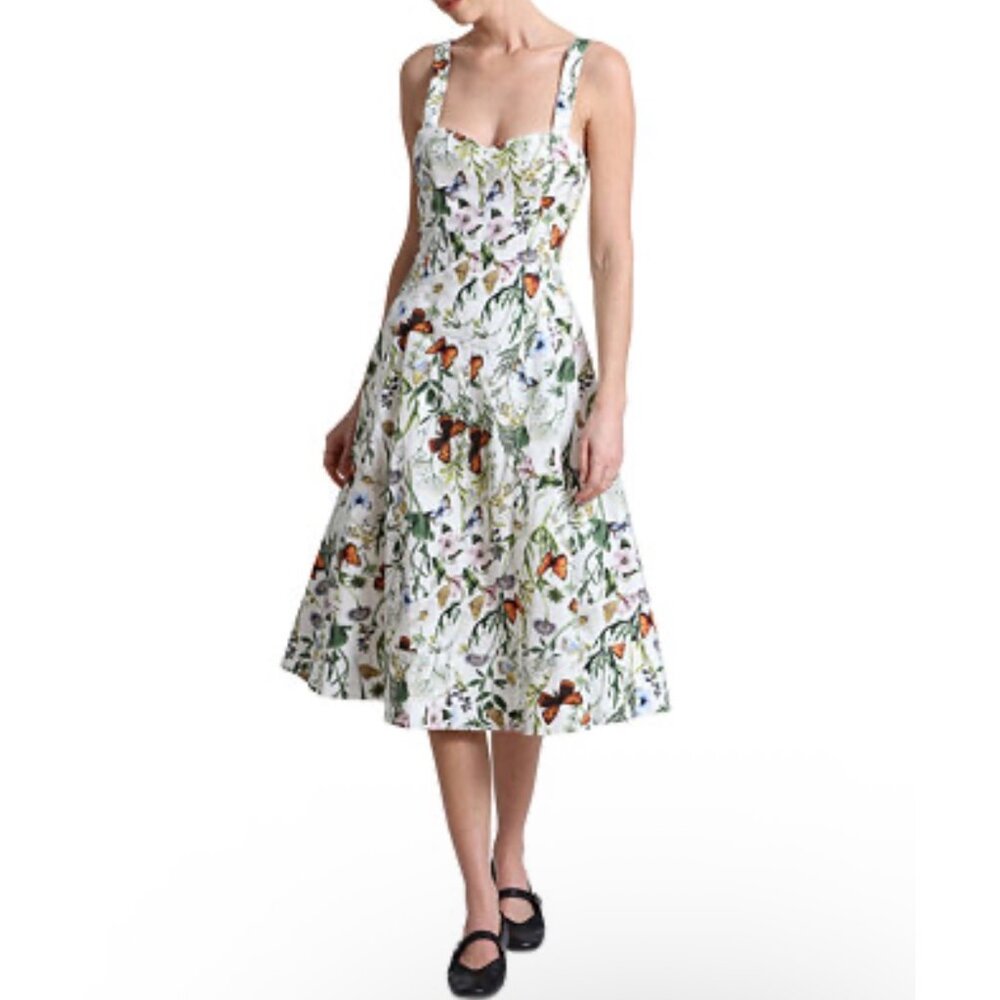 Avec Les Filles Midi Dress- butterflies cottage core classy ✨pockets✨